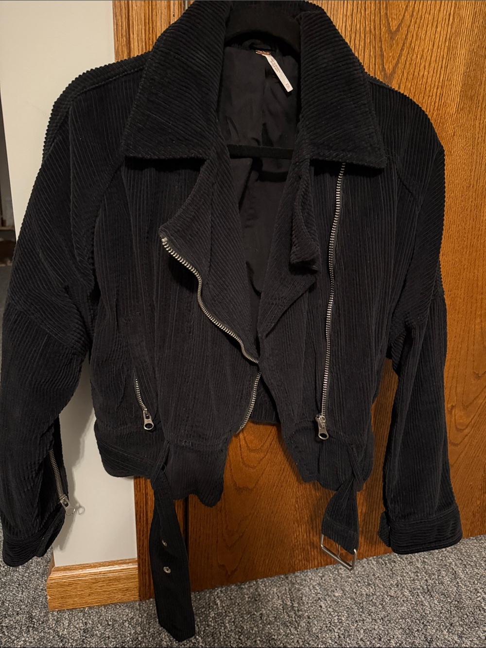Free People Black Corduroy Moto Jacket